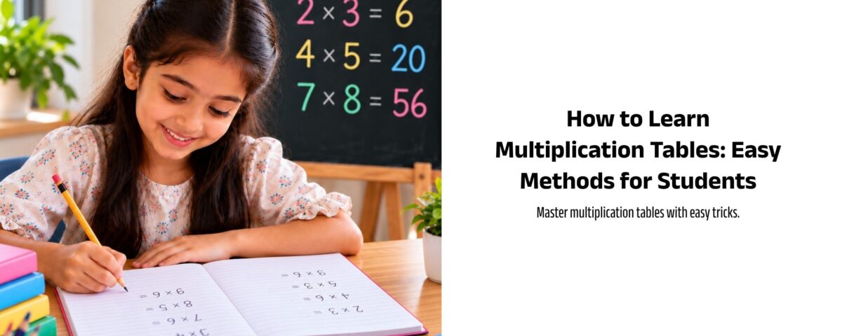 Student learning multiplication tables with easy methods and number patterns