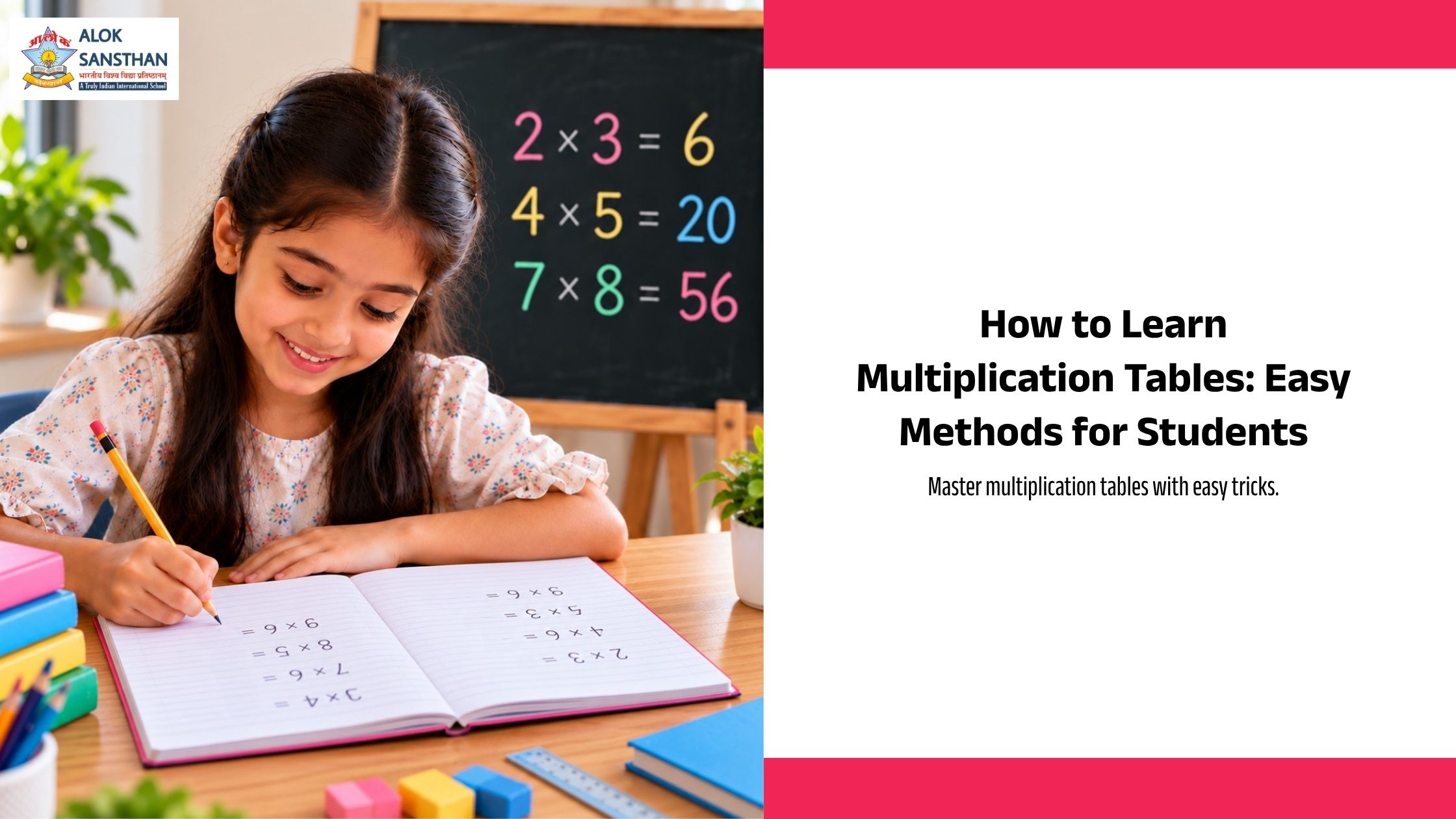 Student learning multiplication tables with easy methods and number patterns